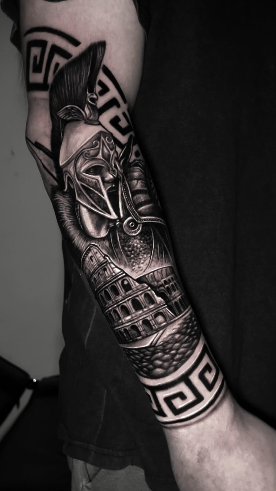 Spartan warrior with Greek key band, forearm